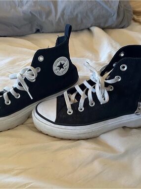Converse Black and White Platform High-Top Sneakers
